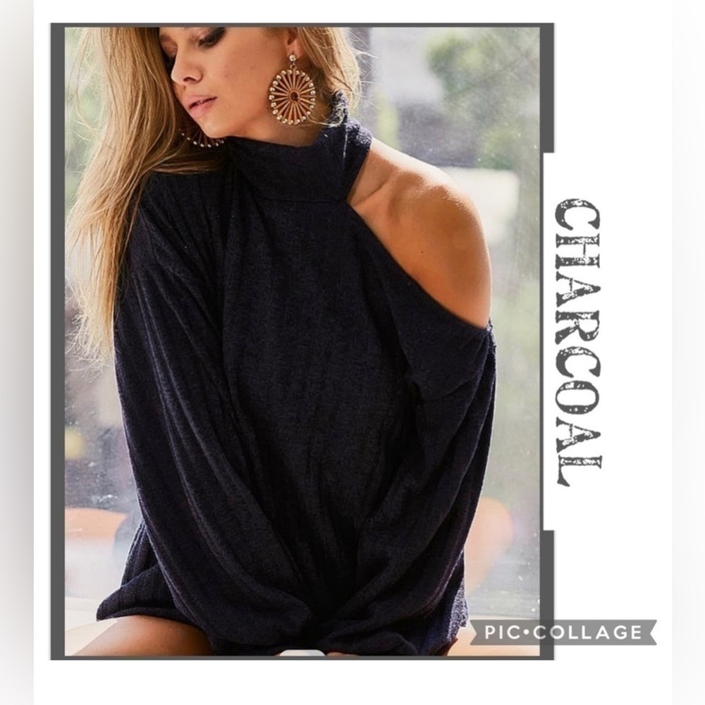 Charcoal one shoulder sweater